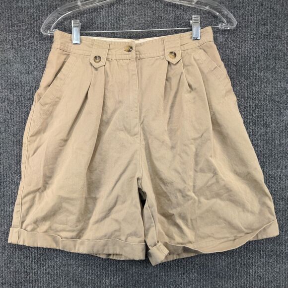 NOBO No Boundaries Womens Pleated Chino Shorts Tan Size 9/10 Pockets Cotton - Picture 2 of 11